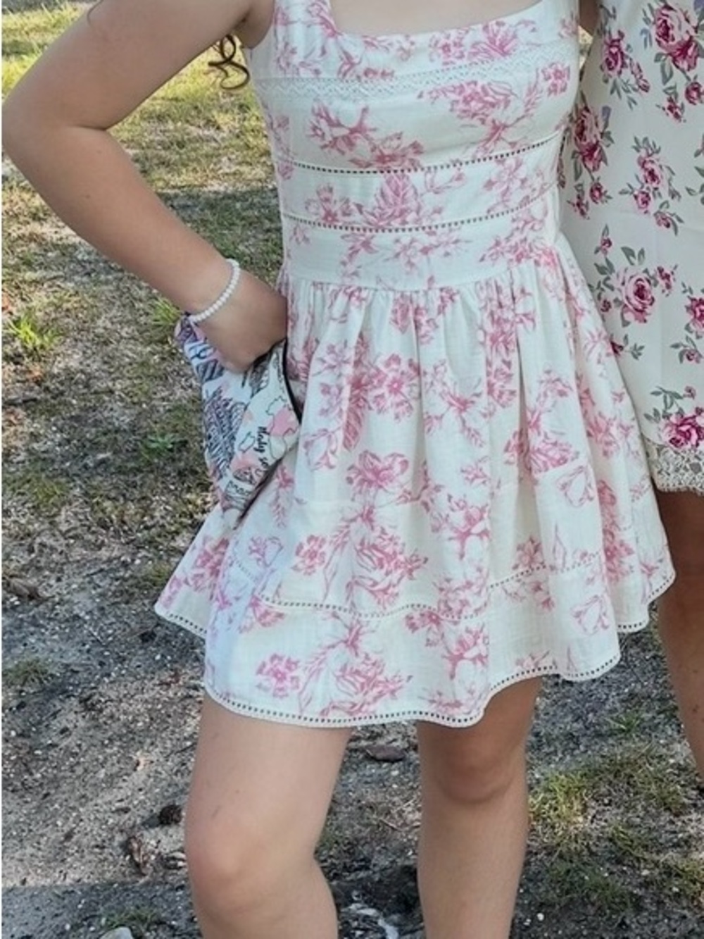 White Dress with Pink Floral Toile women’s